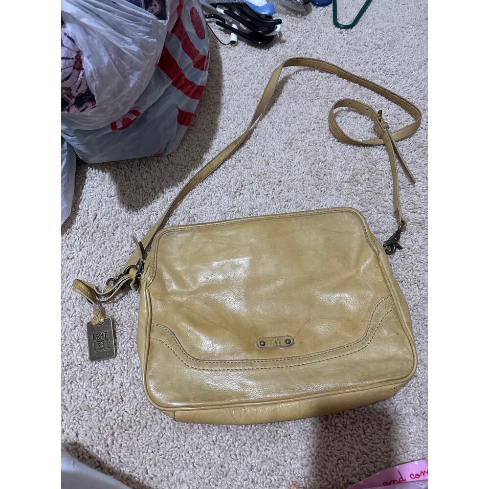 Frye Campus Clutch crossbody bag purse yellow mustard guc